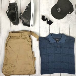 *HP* EUC Men's Van Heusen Long Sleeve Polo XL Blue